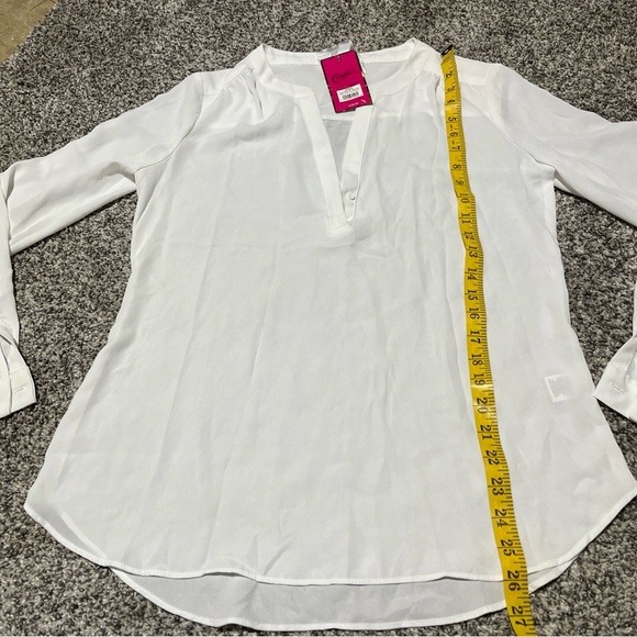 Candie’s Blouse Top Womens Medium Sheer Polyester Long Sleeve V Neck  Pullover - Picture 2 of 10